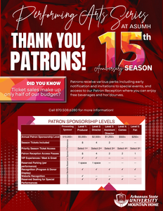 15th Anniversary Performing Arts Series Patrons Tickets on Sale Now