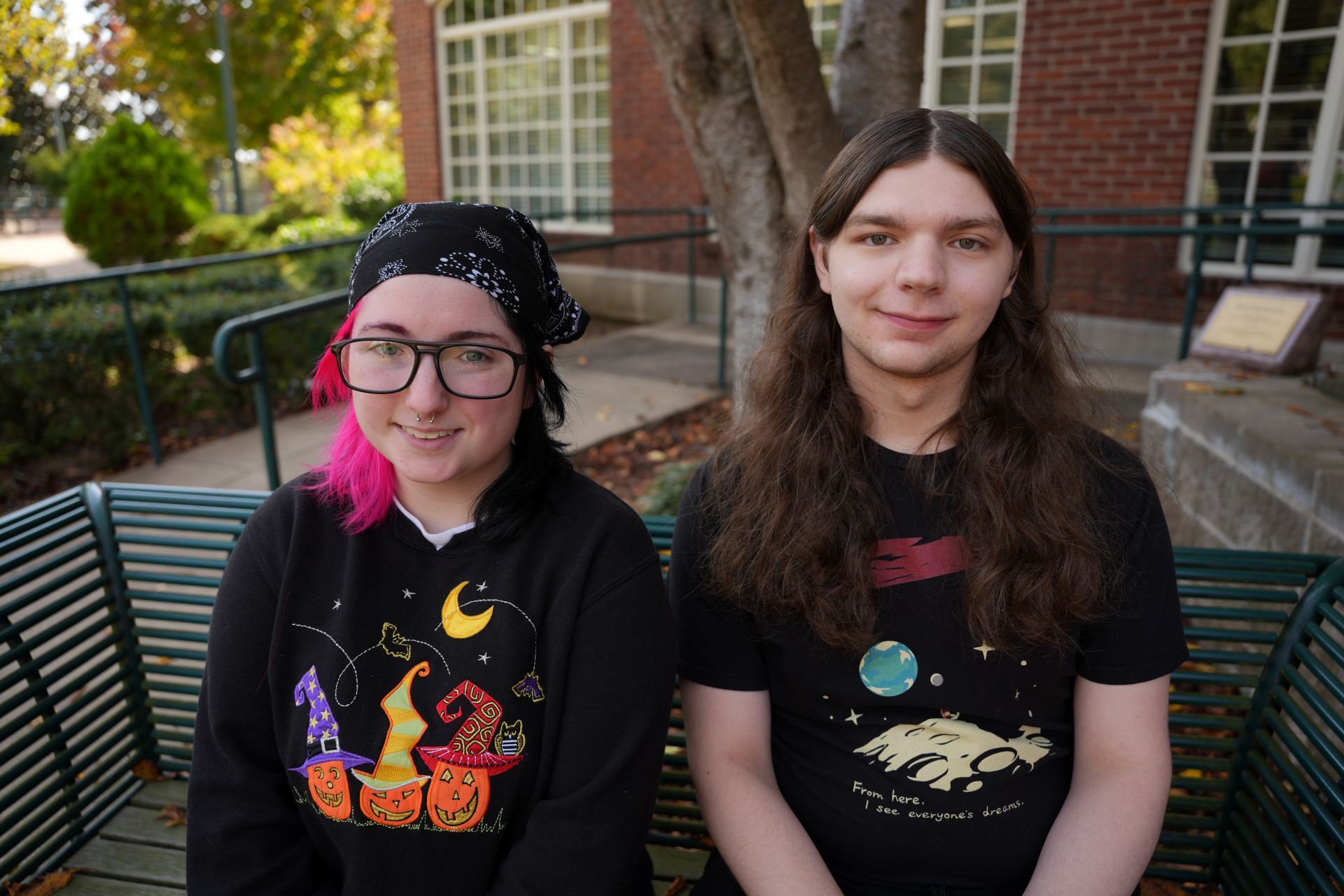 Students sitting on bench